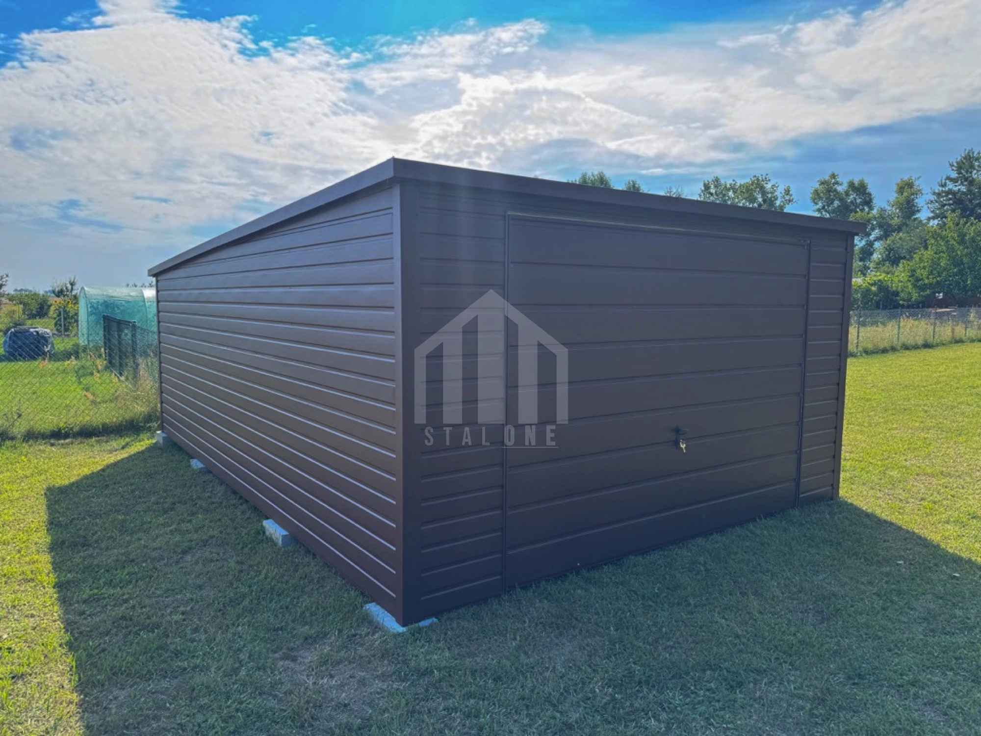 Garaż blaszany 4x5m - brama uchylna - ciemny brąz SO118 Rybnik - zdjęcie 3