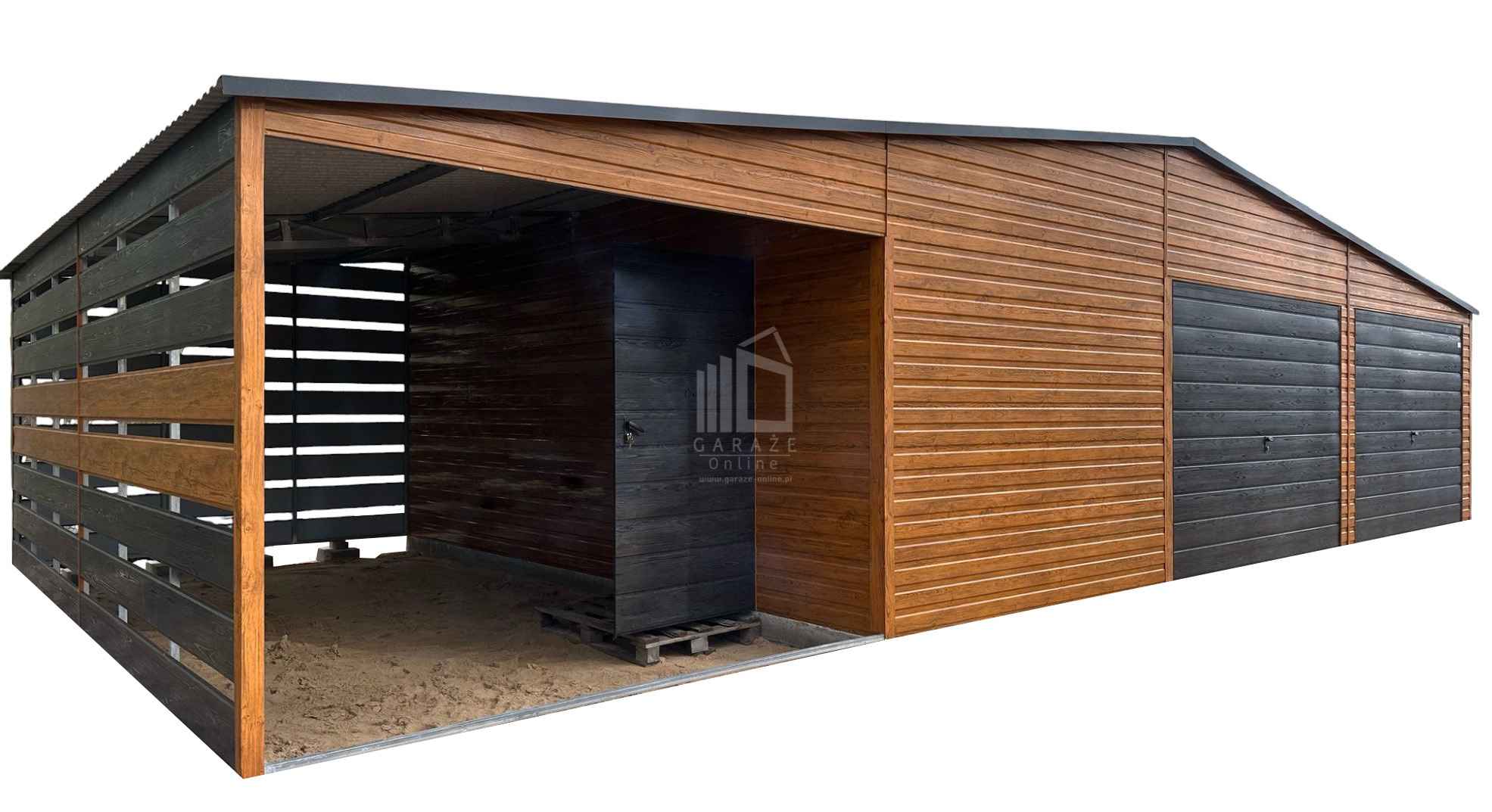 Garaż blaszany 10,5x6m - wiata 4,5m 2x brama uchylna drzwi dach ID1041 Konin Żagański - zdjęcie 1