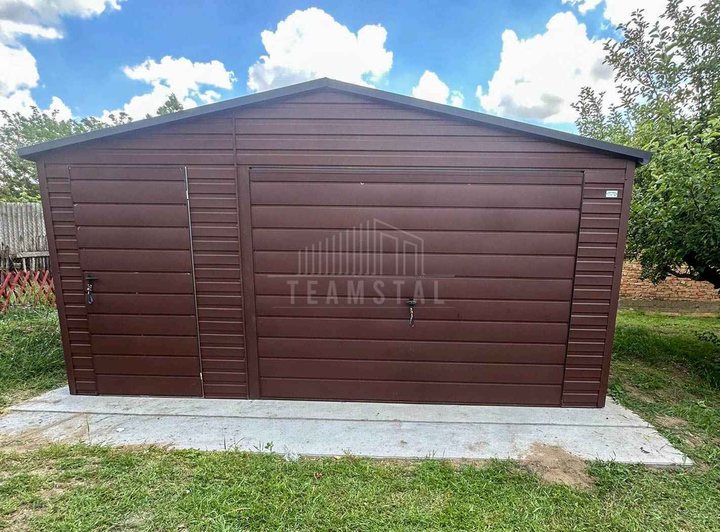 Garaż blaszany 6x6 m - brama uchylna - drzwi okno  dach rynny TS1319 Dobre Miasto - zdjęcie 2