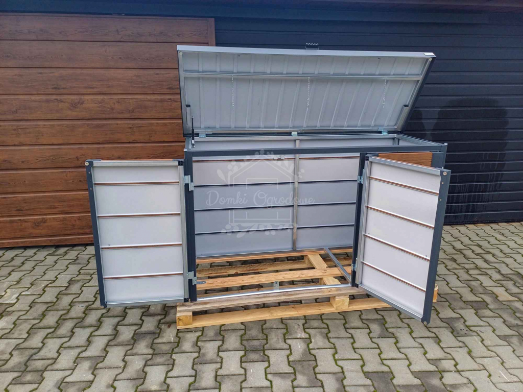 Zabudowa koszy na śmieci 177x65x110 cm 3x120L antracyt + orzech ID867 Grudziądz - zdjęcie 6