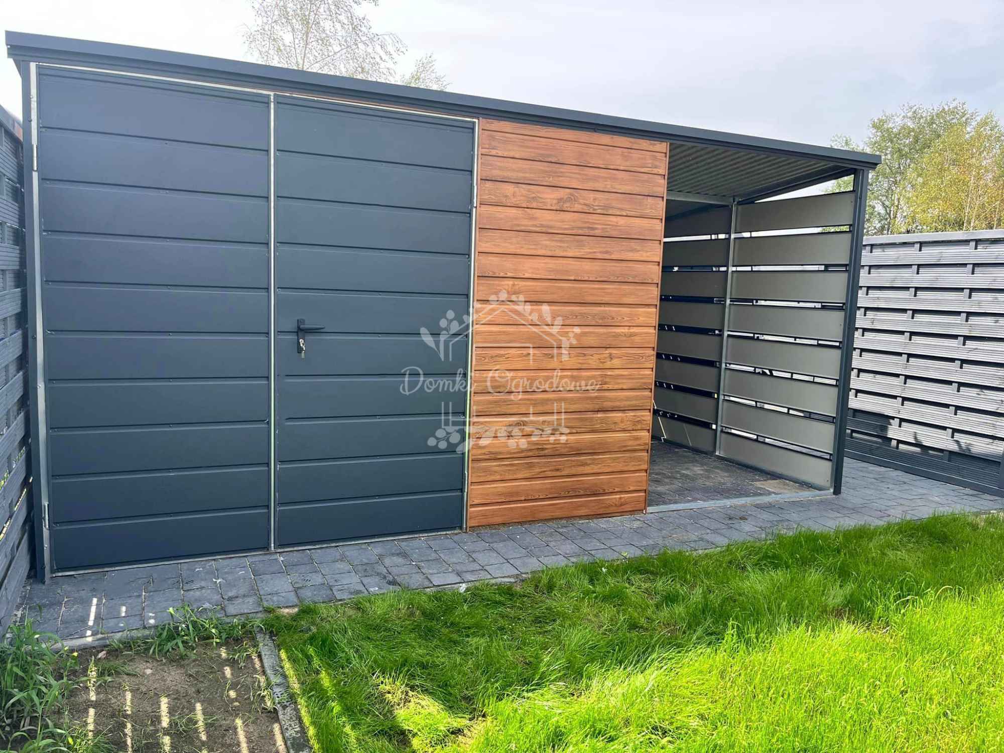 Domek Ogrodowy 3x3m + wiata 1,5x3  Antracyt Drewnopodobny   ID704 Gliwice - zdjęcie 4