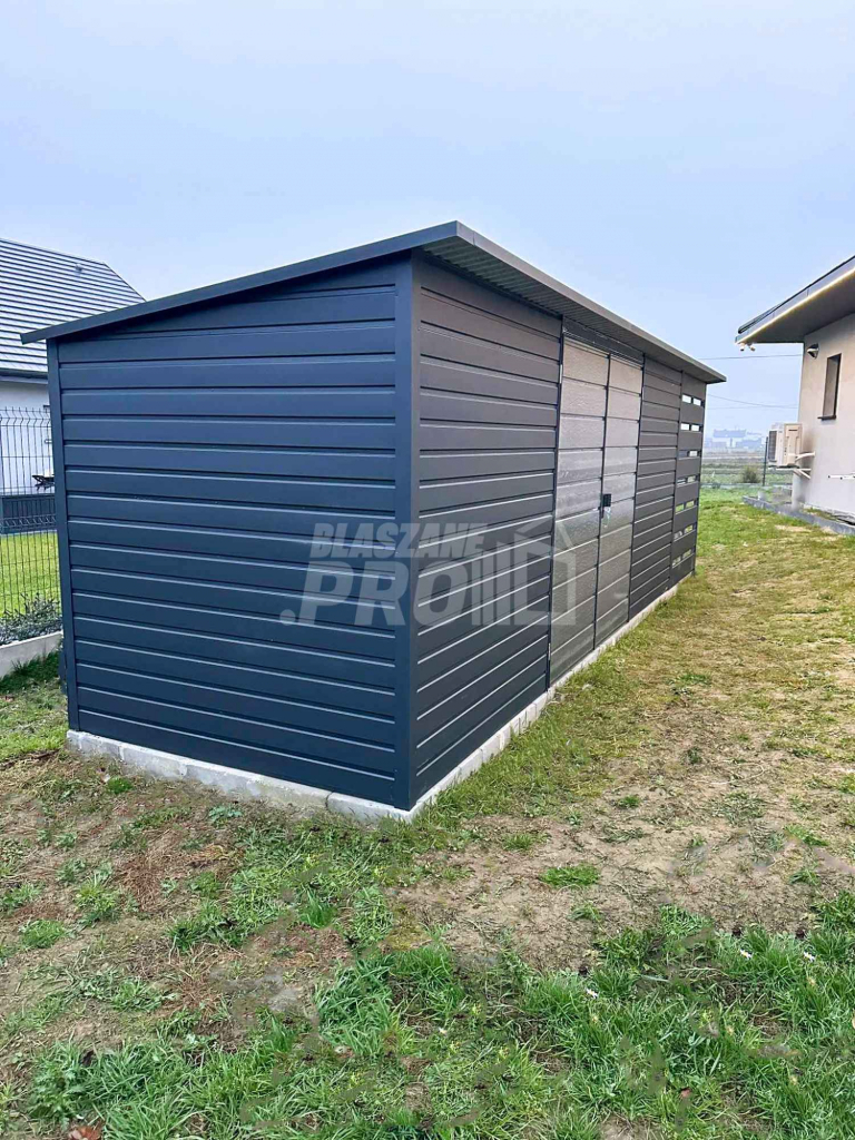 Schowek  domek ogrodowy 6x2m  wiata 1,5m  antracyt  spad w tył GP452 Koszalin - zdjęcie 4