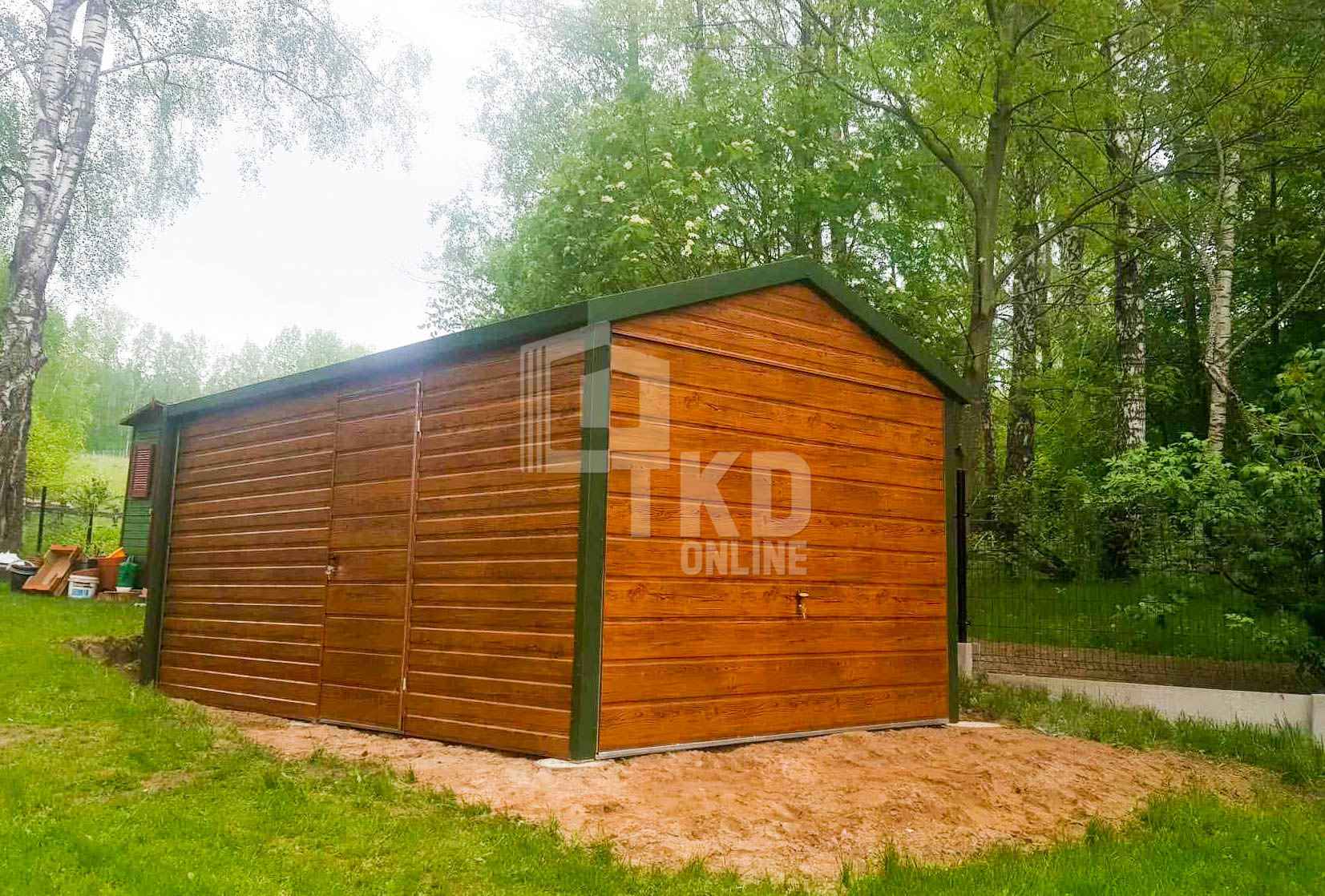 Garaż blaszany 3x5  brama uchylna  Drewnopodobny blachodachówka TKD134 Rzeszów - zdjęcie 2