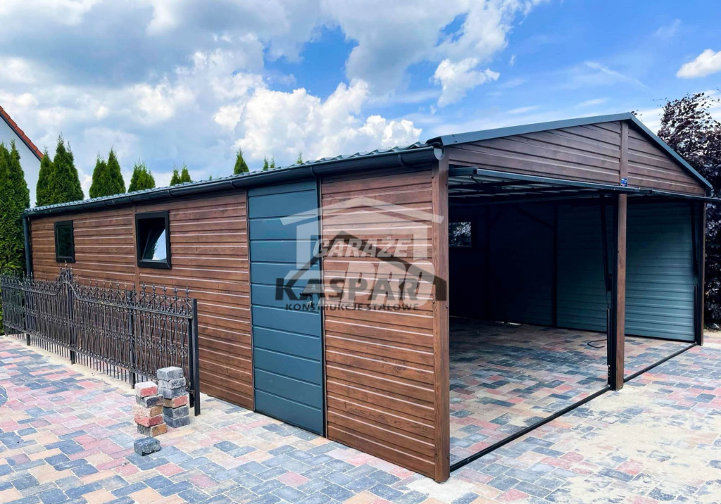 Garaż blaszany 6x9 drewnopodobny  Dach dwuspadowy Blachodachówka GP126 Nowy Sącz - zdjęcie 4