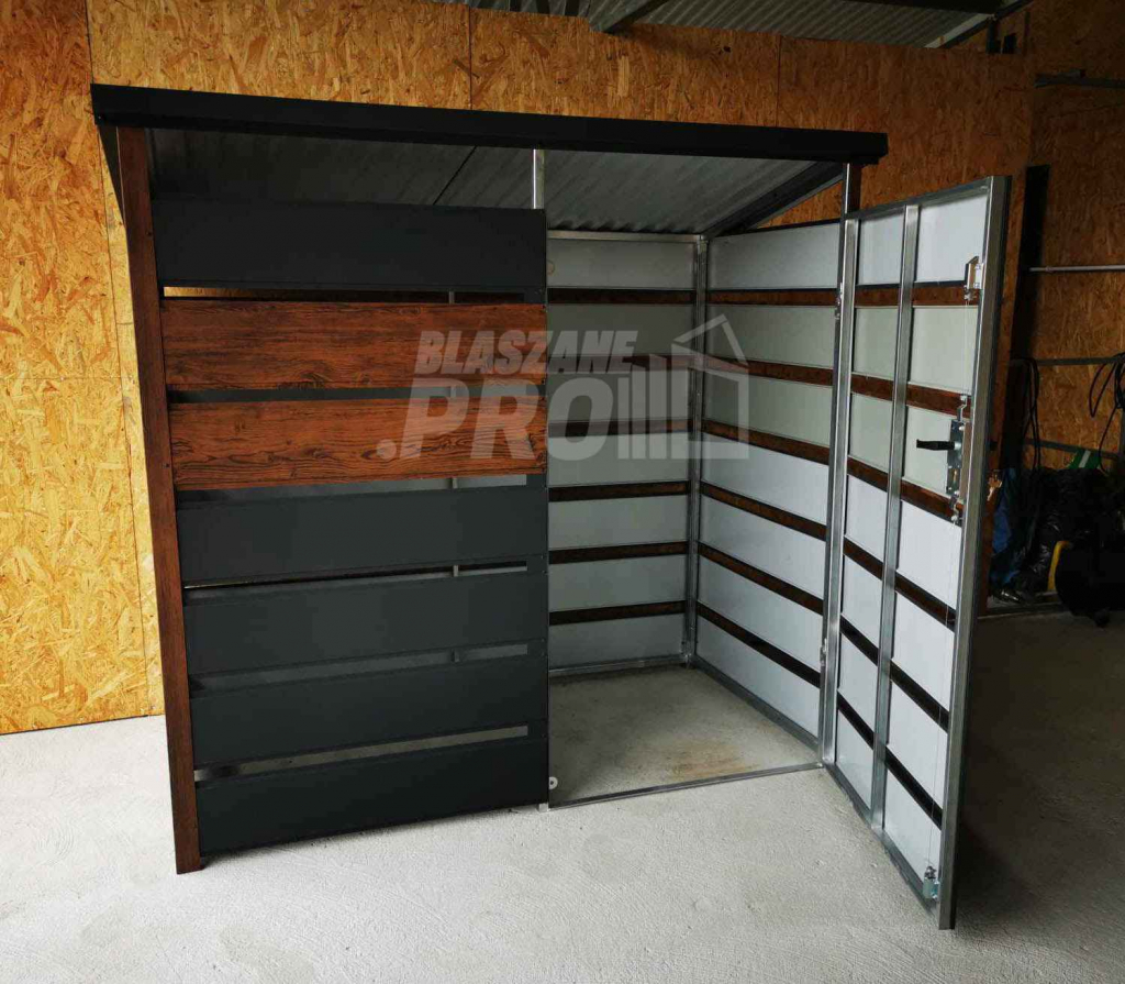 Wiata śmietnikowa spad tył 2x0,6m Antracyt + drewno Schowek GP287 Kostrzyn nad Odrą - zdjęcie 6