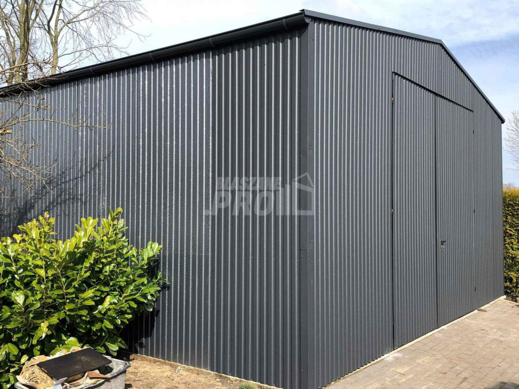 Hala Garaż blaszany 6x7 Brama dwuskrzydłowa antracyt dwuspad GP194 Włocławek - zdjęcie 9