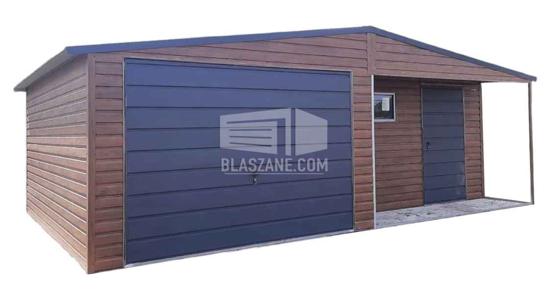 Garaż Blaszany 8x5 + wnęka 4x1 Brama  Antracyt drewnopodobny BL158 Wągrowiec - zdjęcie 1