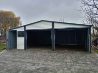 Garaż blaszany 8×6 Dach dwuspadowy, Bramy uchylne, Biały + Grafit Toruń - zdjęcie 5