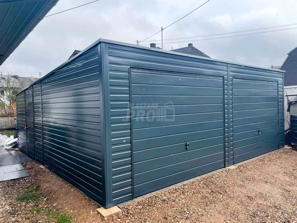 Garaż blaszany 7x6 2x Brama uchylna + drzwi antracyt spad w tył GP161 Niepołomice - zdjęcie 4
