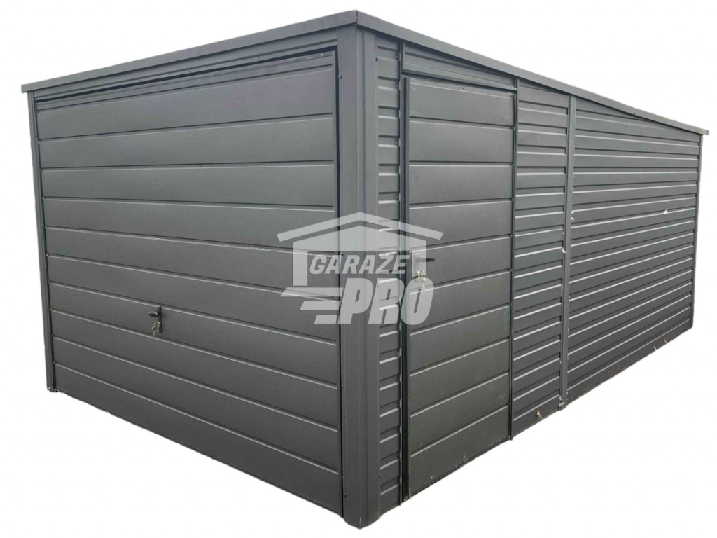 Garaż blaszany 3x5m Brama uchylna drzwi Antracyt Dach spad w tył GP229 Turek - zdjęcie 1