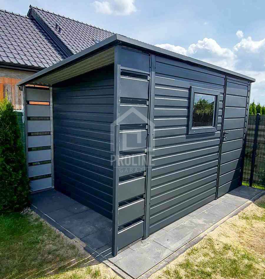 Schowek Domek Ogrodowy 3x2 + wiata 0,5m Drzwi okno dach w tył  PLG102 Szyk - zdjęcie 2