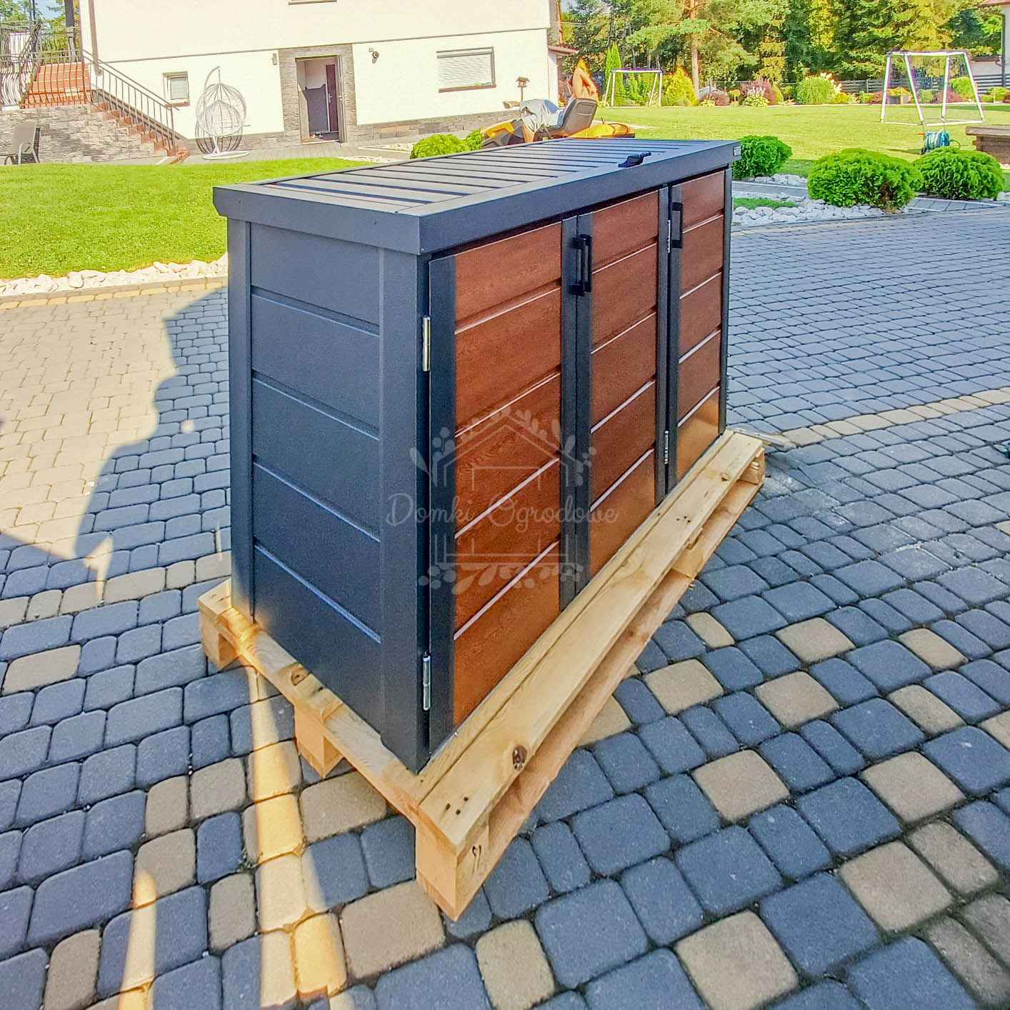 Zabudowa koszy na śmieci 207x80x120 cm 3x240L Antracyt  Orzech ID868 Inowrocław - zdjęcie 2