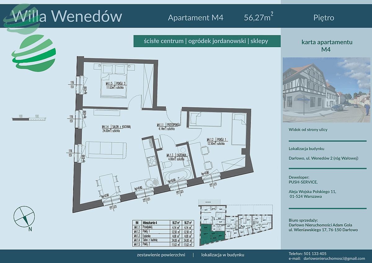 Mieszkanie 3 pokojowe Darłowo centrum miasta 56,27 Darłowo - zdjęcie 2