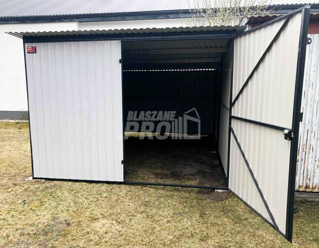 Garaż blaszany 3x5 Brama dwuskrzydłowa Biały  Dach spad w tył GP102 Gorzów Wielkopolski - zdjęcie 2
