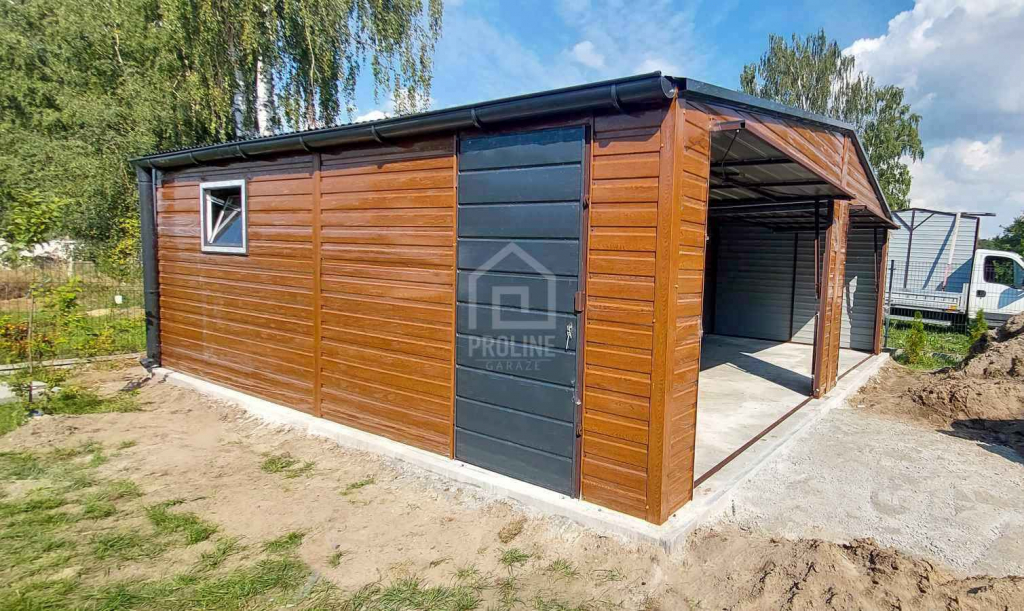 Garaż Blaszany 8x5 - 2x Brama Uchylna Okno Drzwi dach Dwuspadow PLG108 Kalisz - zdjęcie 3