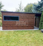 Domek ogrodowy 4,5x2,5m + wiata 1,8m drewnopodobny  rynny  GP450 Szczecinek - zdjęcie 3