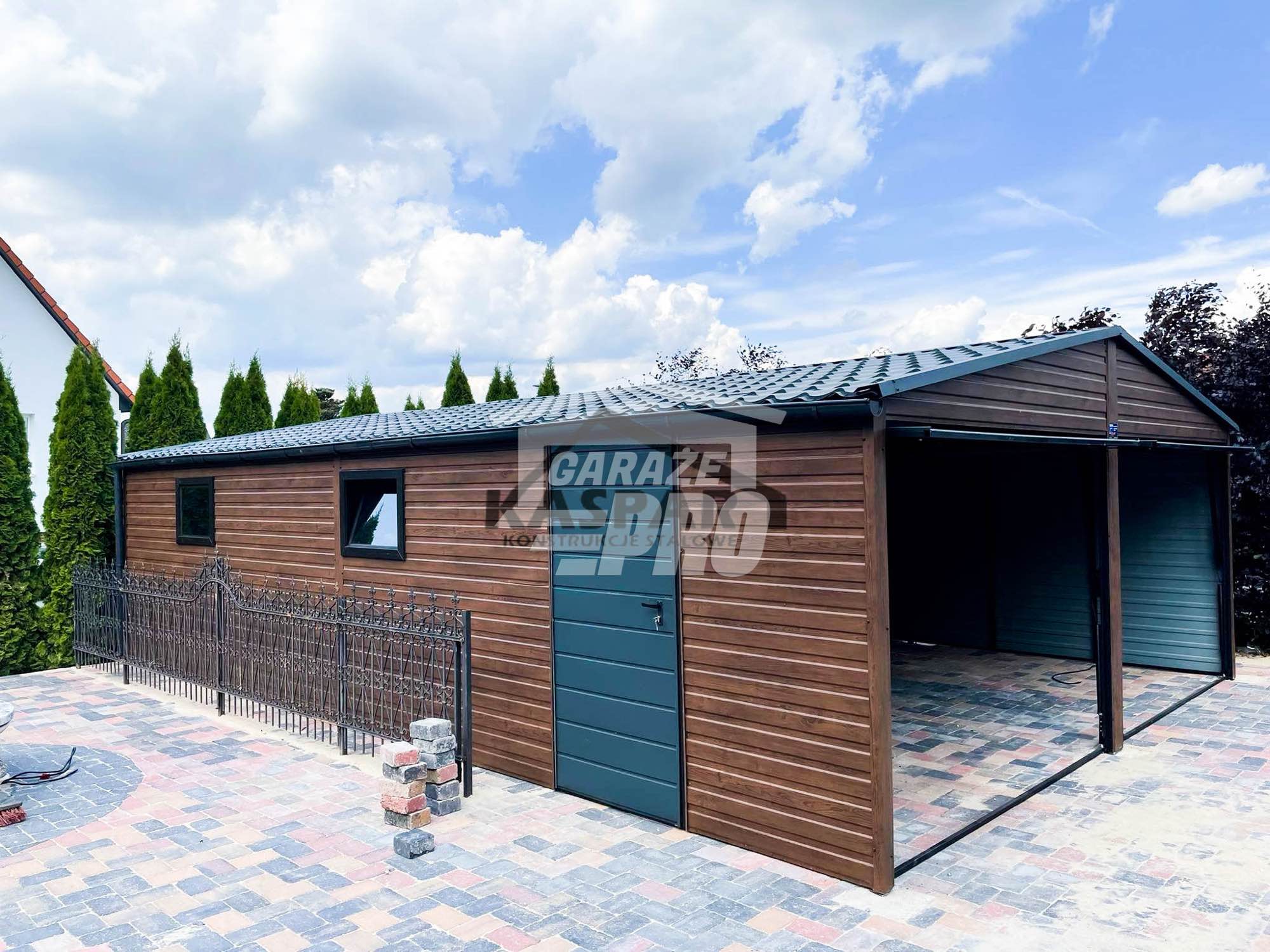 Garaż blaszany 6x9 drewnopodobny  Dach dwuspadowy Blachodachówka GP126 Nowy Sącz - zdjęcie 6