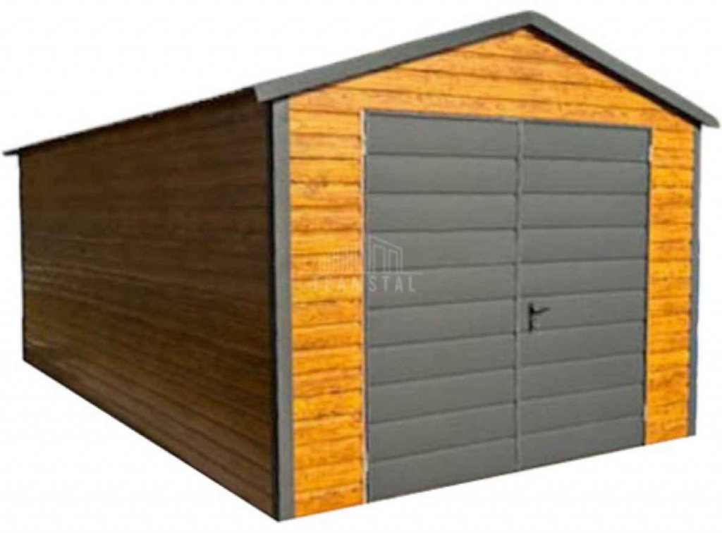 Garaż blaszany 4x6m - Brama dwuskrzydłowa  drewnopodobny dach TS1143 Jelenia Góra - zdjęcie 1