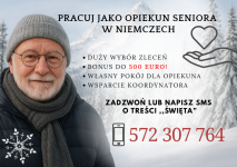 Praca dla Opiekuna/Opiekunki Seniorów w Niemczech BONUSY DO 500euro!