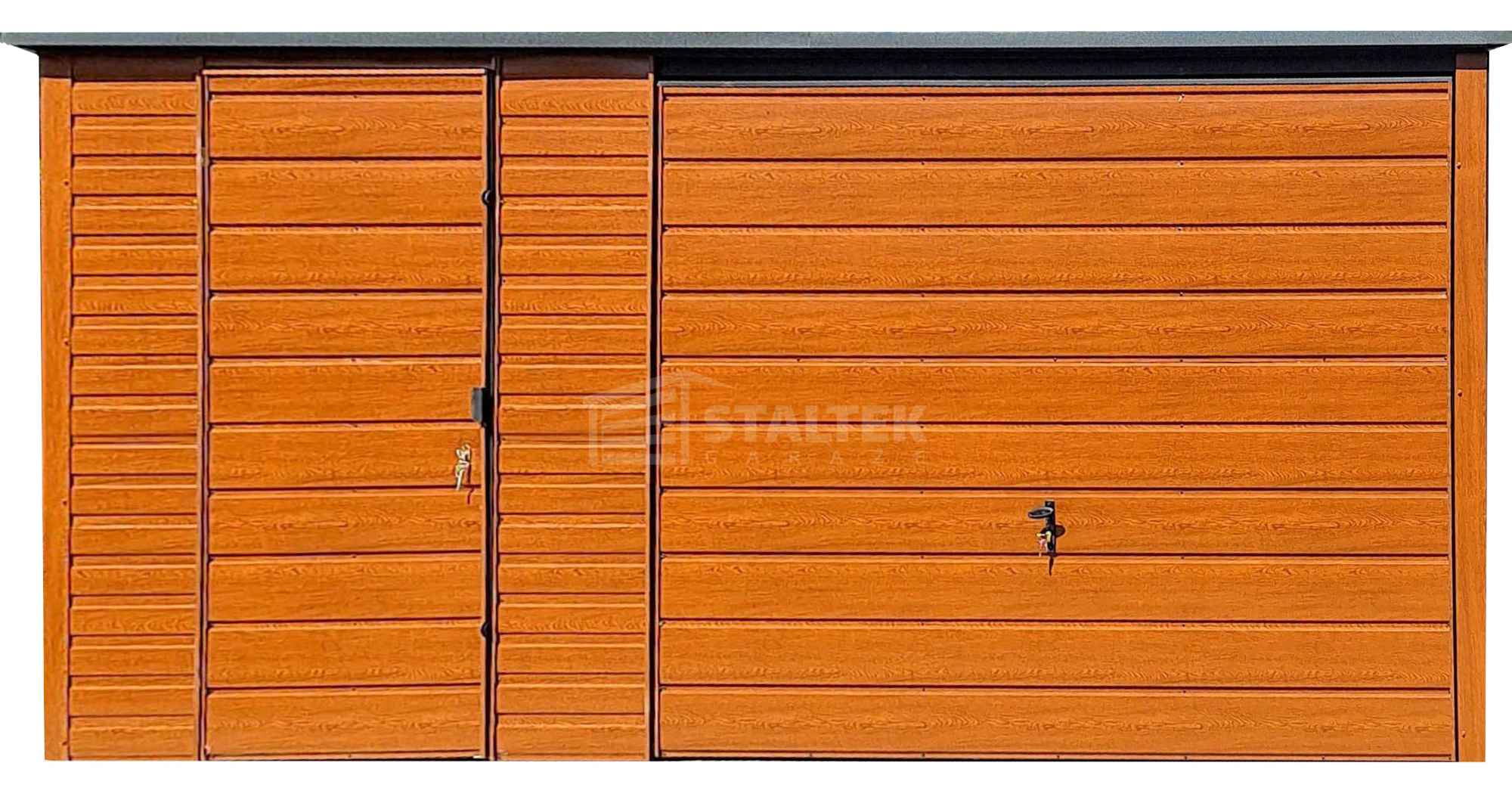 Garaż blaszany 5x6m - Brama uchylna drzwi drewnopodobny Dach  ST191 Dąbrowa Górnicza - zdjęcie 1