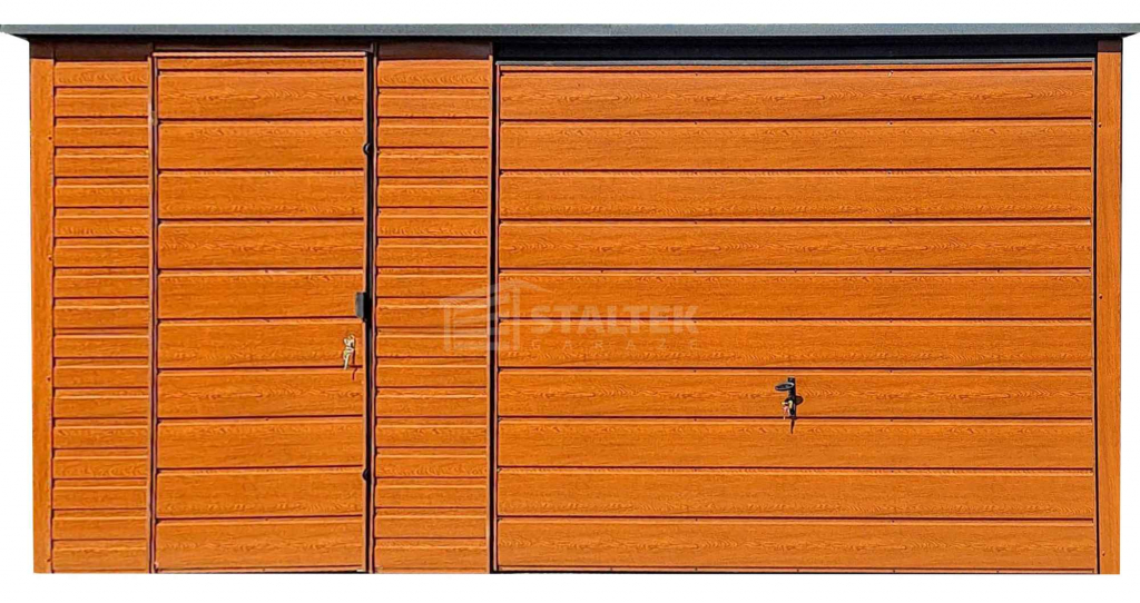 Garaż blaszany 5x6m - Brama uchylna drzwi drewnopodobny Dach  ST191 Dąbrowa Górnicza - zdjęcie 1