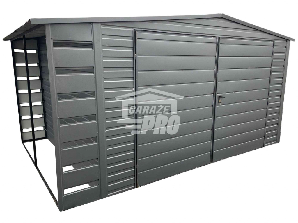 Domek Ogrodowy 4x3 + wiata - antracyt Brama dwuskrzydłowa  GP238 Mysłowice - zdjęcie 1