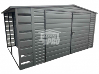 Domek Ogrodowy 4x3 + wiata - antracyt Brama dwuskrzydłowa  GP238