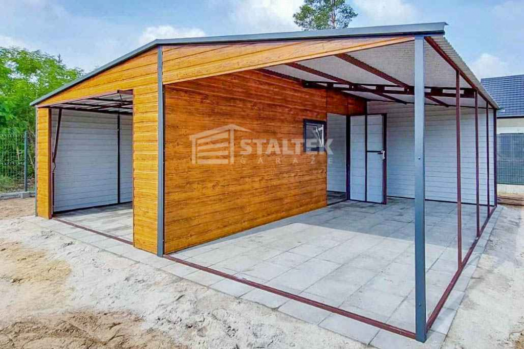 Garaż Blaszany 4x6m + Wiata 4x6m Brama Okno Drzwi dach ST136 Drawsko Pomorskie - zdjęcie 8