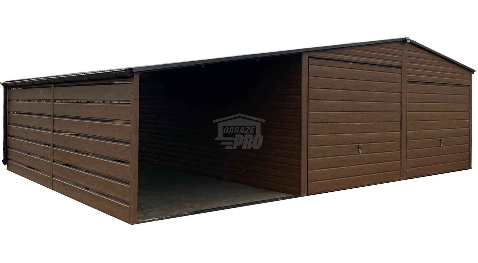 Garaż blaszany 6x6m wiata 3m 2x Brama  drewnopodobny Dach rynny GP682 Jelenia Góra - zdjęcie 1