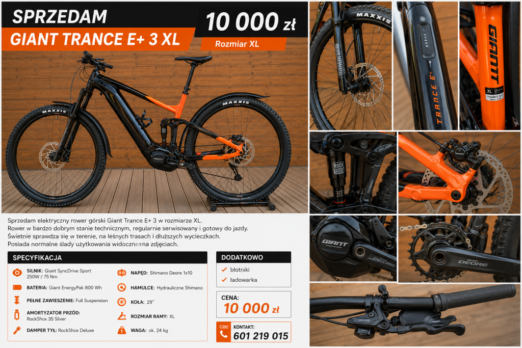 Sprzedam Giant Trance E+ 3 XL Nowy Sącz - zdjęcie 2