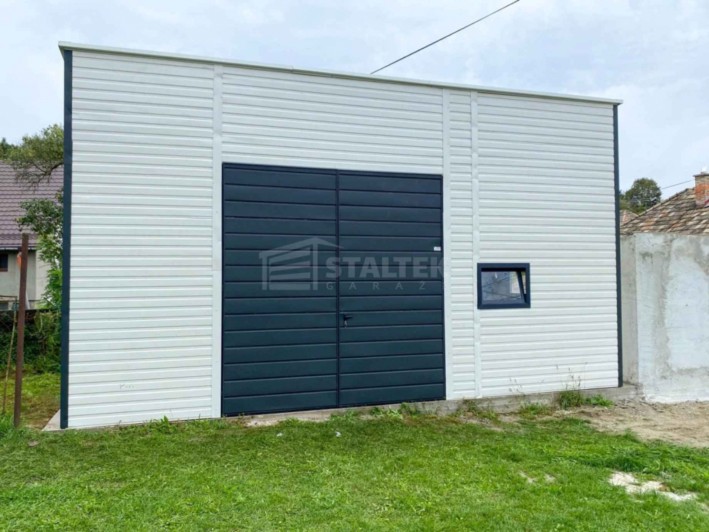 Hala Garaż blaszany 6x6 – brama – okno – drzwi - biały – dach ST235 Turek - zdjęcie 2