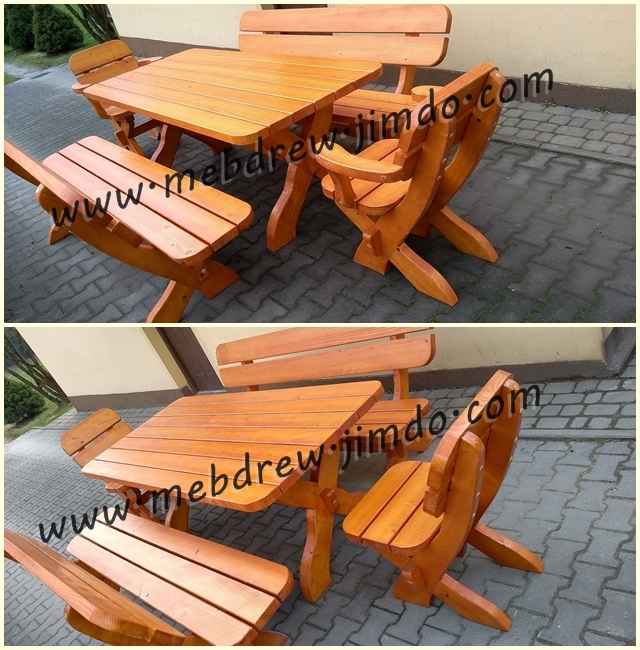 Stół meble ogrodowe drewniane ławki i fotele zestaw antracyt Tokarnia - zdjęcie 5