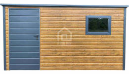 Schowek Domek Ogrodowy 3x2 drzwi okno drewnopodobny spad w tył  PLG162