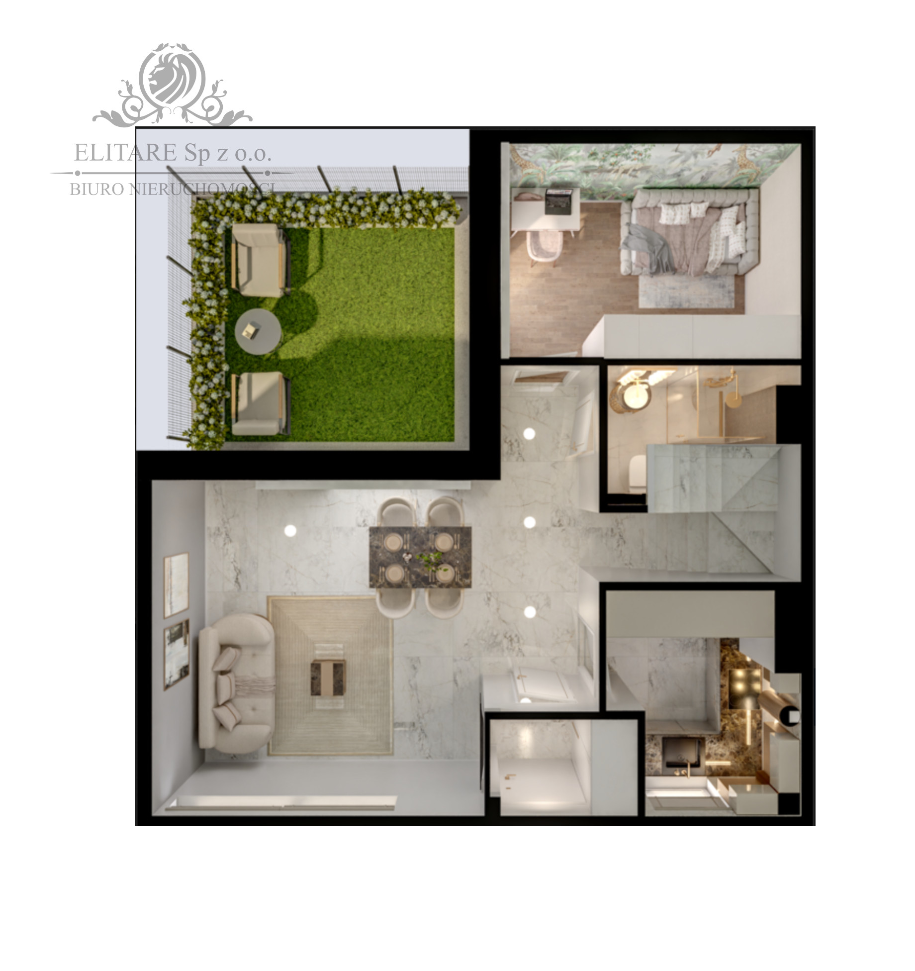 Mieszkanie Atrialne 82,73m2+ogr.17,01m2+ taras22,13m2+mp/ Jagodno Wrocław - zdjęcie 3