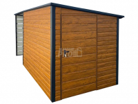 Schowek Domek Ogrodowy 3x2m + wiata 3m  jasny orzech  spad w tył GP552