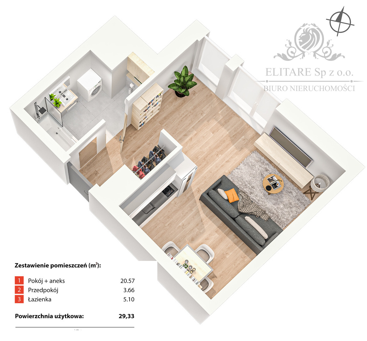Apartament 1 pok. 29,33m2 ogrzewanie miejskie /obok Sky Tower Wrocław - zdjęcie 2
