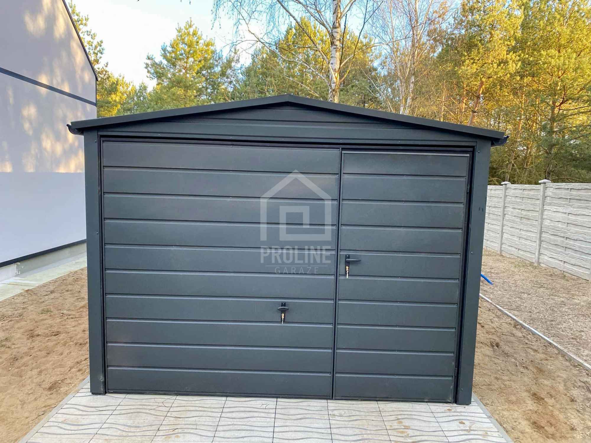 Garaż blaszany 3x6m Brama uchylna drzwi Dach dwuspadowy - rynny PLG172 Sieradz - zdjęcie 4