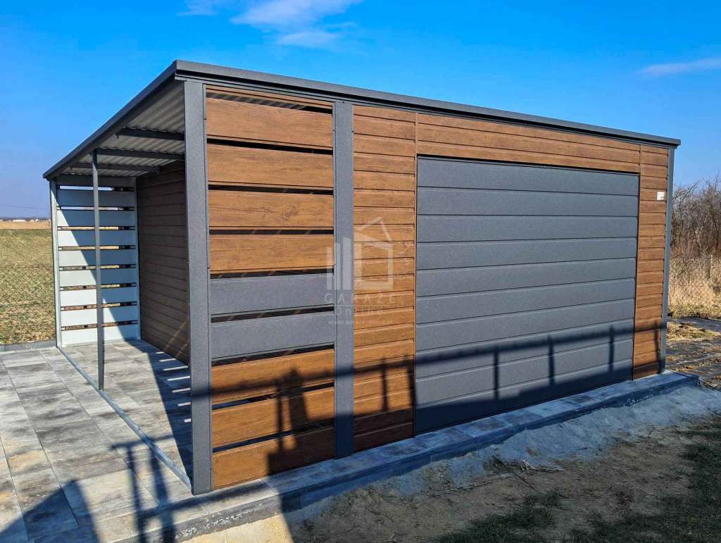 Garaż blaszany 4,5x6m + wiata 1m Brama drzwi okno  rynny dach  ID980 Sanok - zdjęcie 2