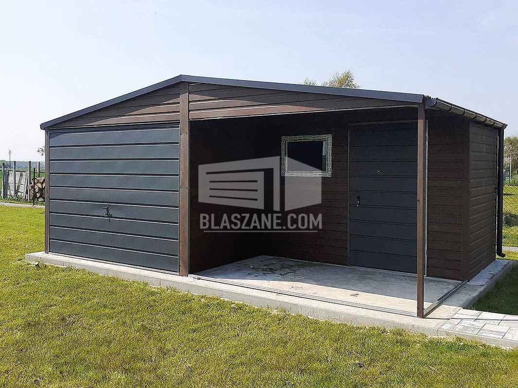 Garaż Blaszany 6x5 + wnęka 3x2,5  Antracyt drewnopodobny Rynny BL150 Kielce - zdjęcie 3