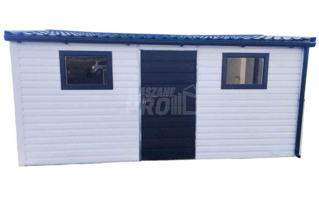 Domek ogrodowy 5,5x4 biały  drzwi + 2x okno blachodachówka rynny GP225 Wągrowiec - zdjęcie 1