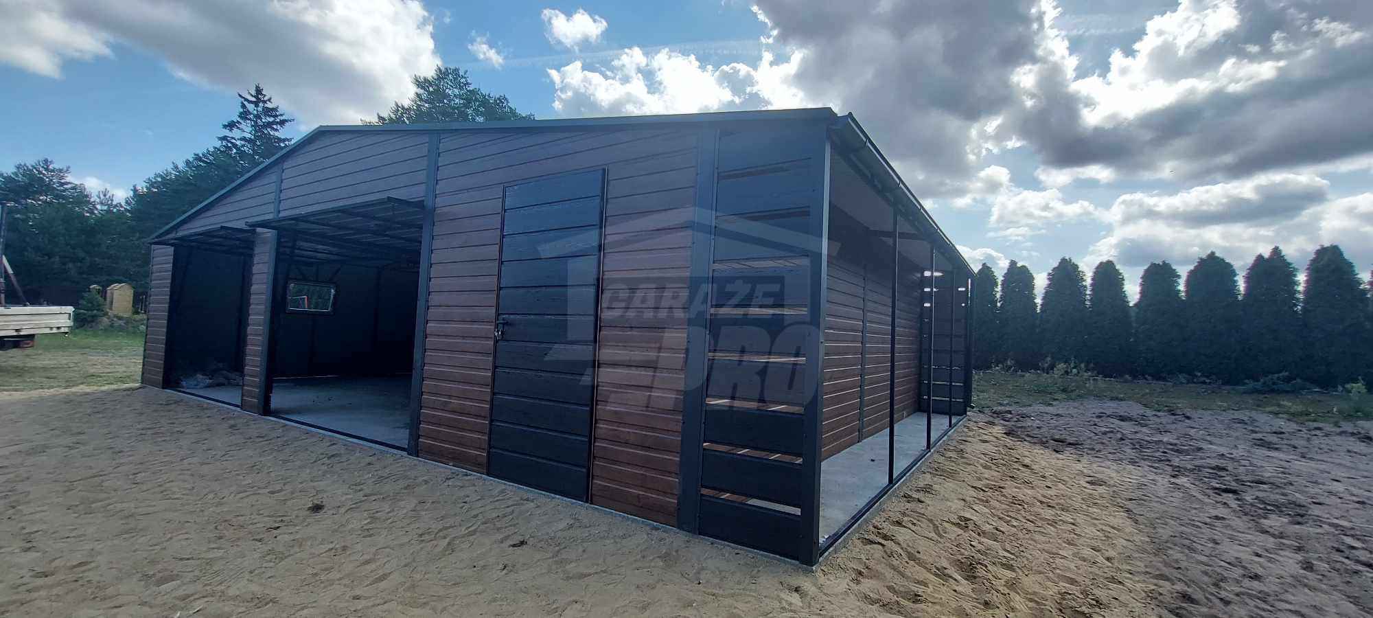 Garaż blaszany 10x6m wiata 1m 2x Brama 2x okno drzwi rynny GP455 Żary - zdjęcie 5