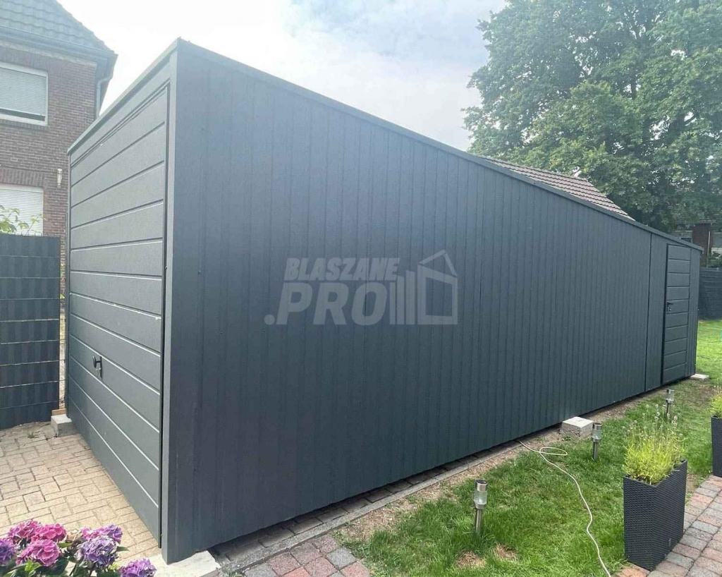 Garaż blaszany 3x8 brama uchylna +drzwi  Dach spad w tył GP107 Sopot - zdjęcie 3