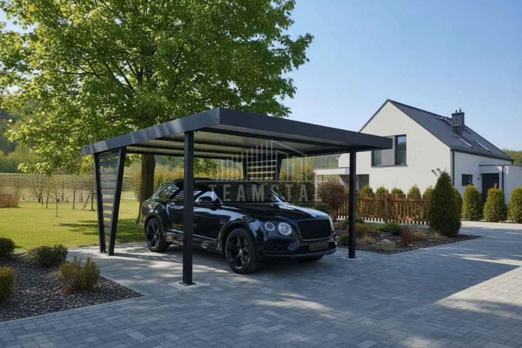 Carport V PREMIUM 4,5x5m Wypełnienie panelami Wiata samochodowa TS1257 Elbląg - zdjęcie 2