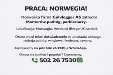 Norwegia. Monter podłóg/Parkieciarz (m/k), wykończenie podłóg