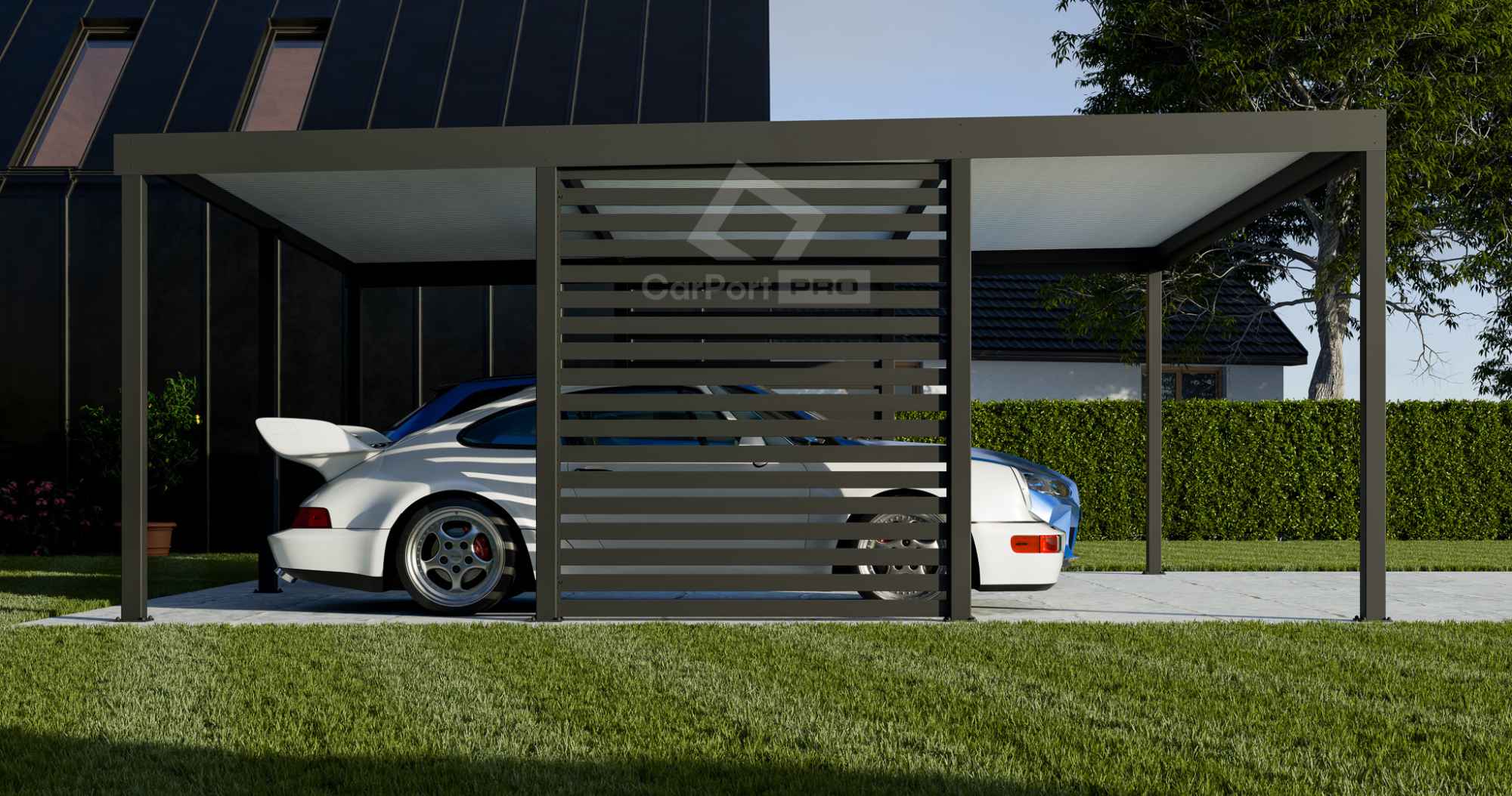 CarPort PREMIUM - wiata samochodowa 6x5 - antracyt - zabudowa  CP108 Szczecinek - zdjęcie 4