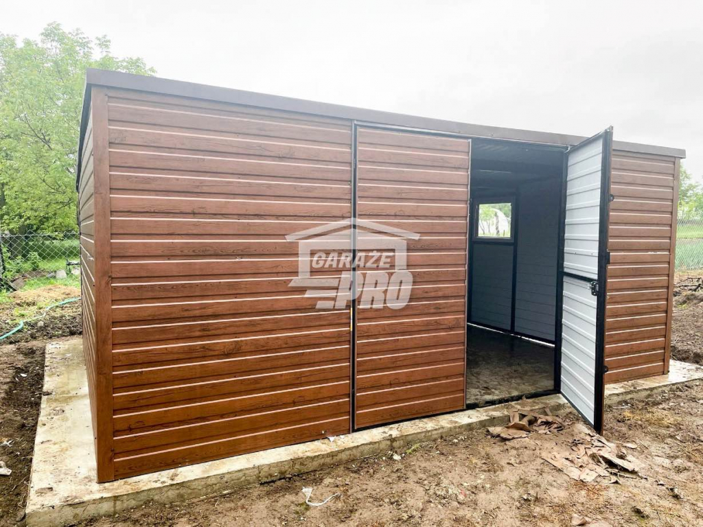 Domek ogrodowy Garaż  6x4m   drewnopodobny Dach spad w tył GP125 Białogard - zdjęcie 4