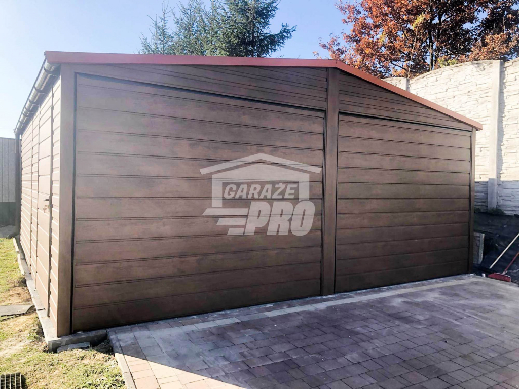 Garaż blaszany 6x6 2x Brama  drewnopodobny  Dach dwuspadowy GP111 Stare Miasto - zdjęcie 8