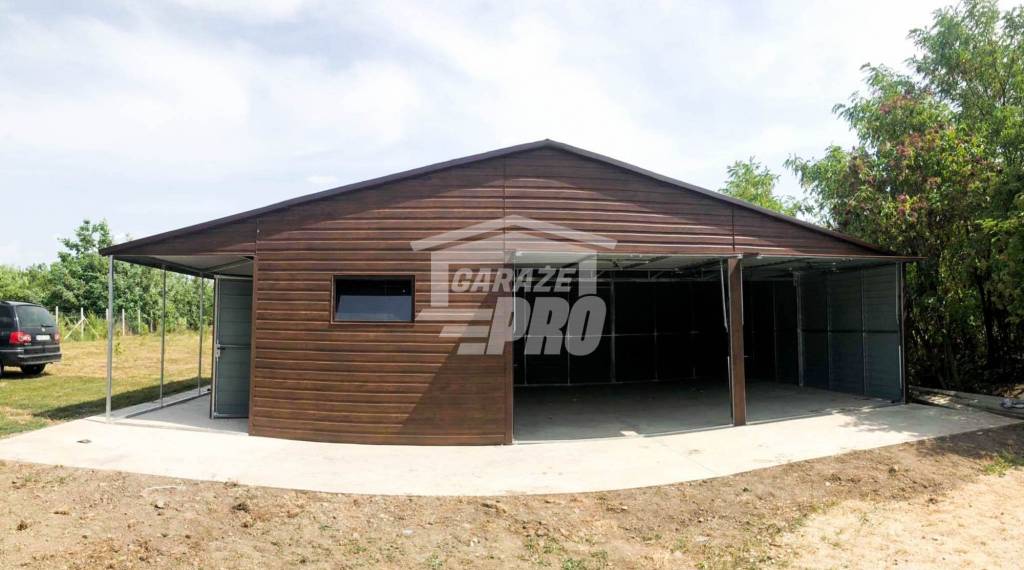 Garaż blaszany 9x6 + wiata 3x6  drewnopodobny Dach dwuspadowy GP135 Toruń - zdjęcie 6