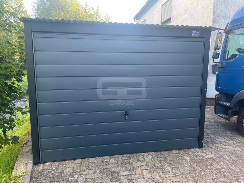 Garaż blaszany 3x7 brama uchylna - okno PCV - antracyt Dach GB157 Bełchatów - zdjęcie 4