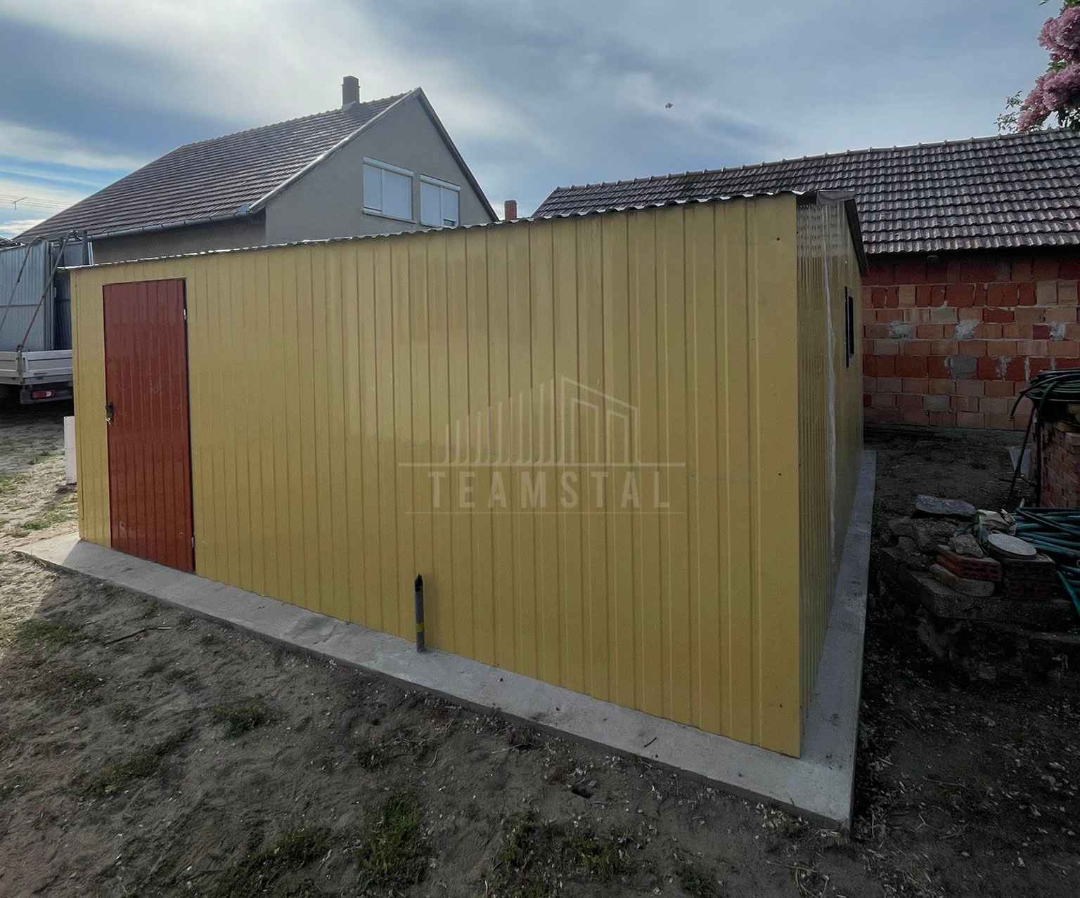 Garaż blaszany 7x6m 2x brama uchylna drzwi okno dach TS1322 Zgorzelec - zdjęcie 2